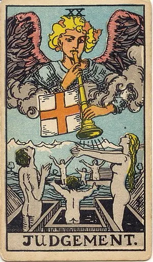 Judgement tarot card from the 1909 Rider–Waite–Smith deck