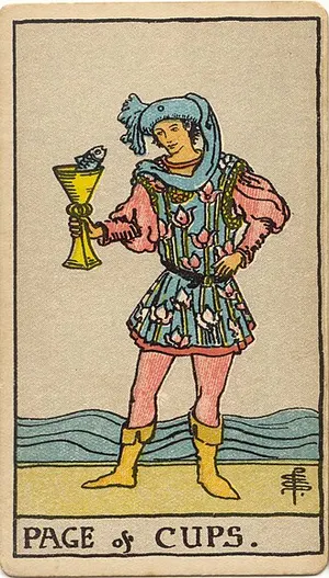 Page of Cups tarot card from the 1909 Rider–Waite–Smith deck