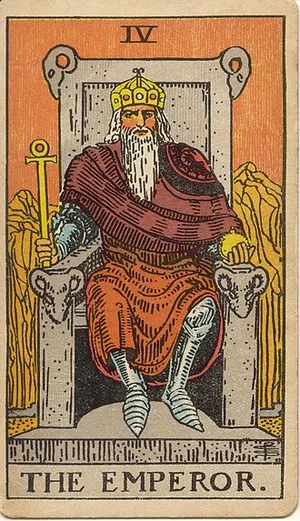 The Emperor tarot card from the 1909 Rider–Waite–Smith deck