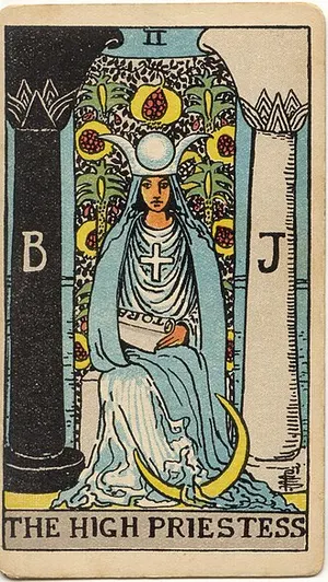 The High Priestess tarot card from the 1909 Rider–Waite–Smith deck