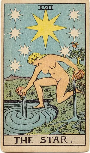 The Star tarot card from the 1909 Rider–Waite–Smith deck