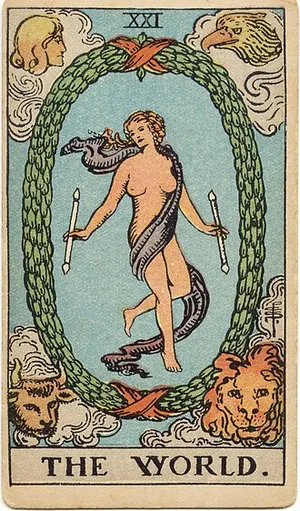 The World tarot card from the 1909 Rider–Waite–Smith deck